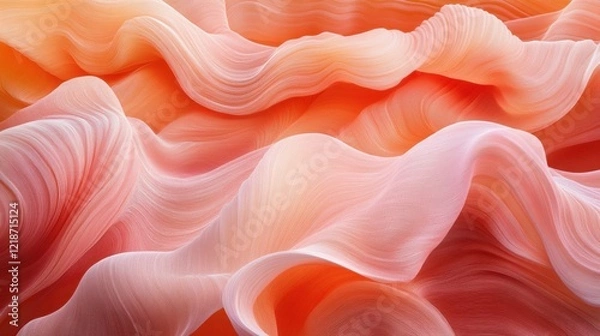 Fototapeta Soft Fluid Waves in Warm Coral and Peach Tones