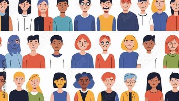Obraz Diverse people icons represent a dynamic set of business professionals