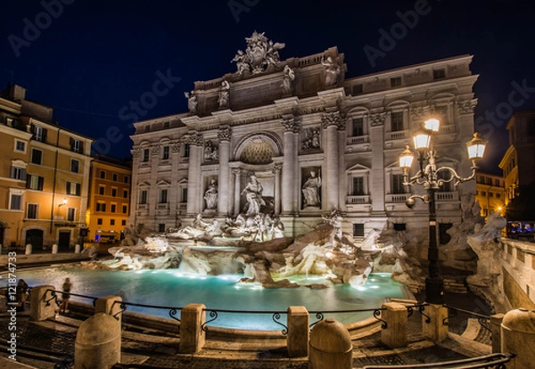 Obraz Fontanna di Trevi nocą, Rzym, Włochy