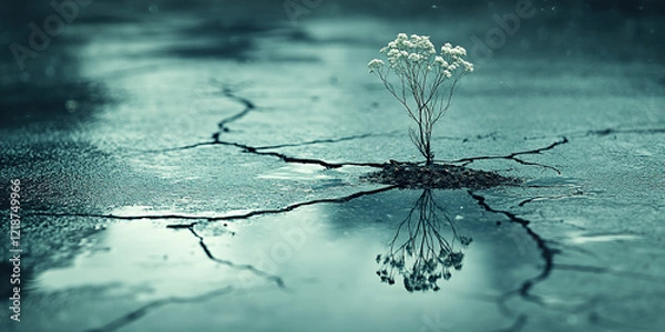 Fototapeta Portrait of a flood, earthquake, fire disaster that occurred in a city