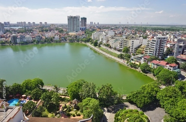 Fototapeta Scenic view of Hanoi, the capital of Vietnam, near the West Lake