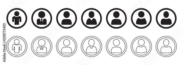 Fototapeta Profile icon. Avatar icons set. Male and female head silhouettes. Vector collection.