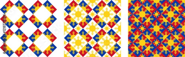 Fototapeta filipino background. sun pattern set. vector illustration