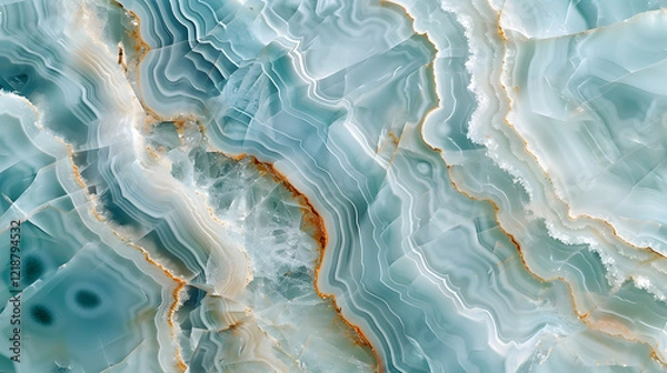 Fototapeta Aqua onyx colorful crystal marble texture with icy colors, generative ai