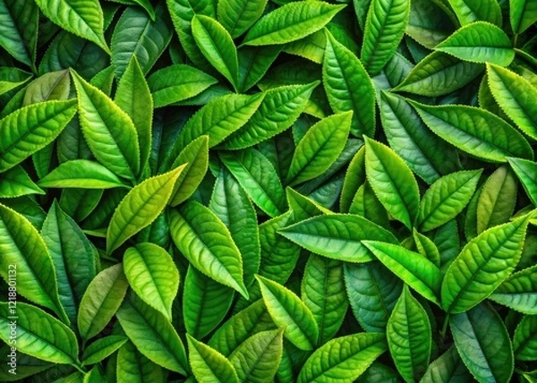 Fototapeta Immerse yourself in vibrant green tea leaf patterns and captivating photography.