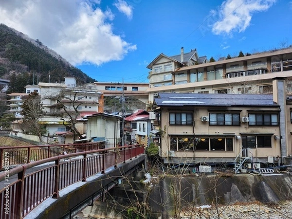 Obraz 冬の四万温泉の風景