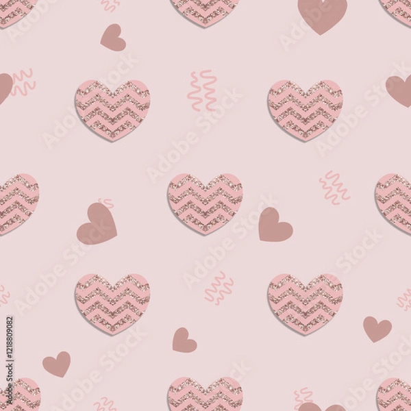 Obraz Minimalist Glittering Heart Bliss Seamless Pattern