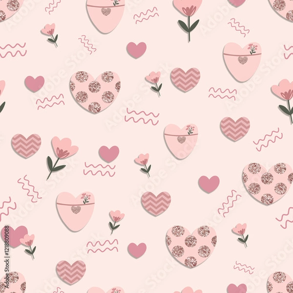 Obraz Minimalist Glittering Heart Bliss Seamless Pattern