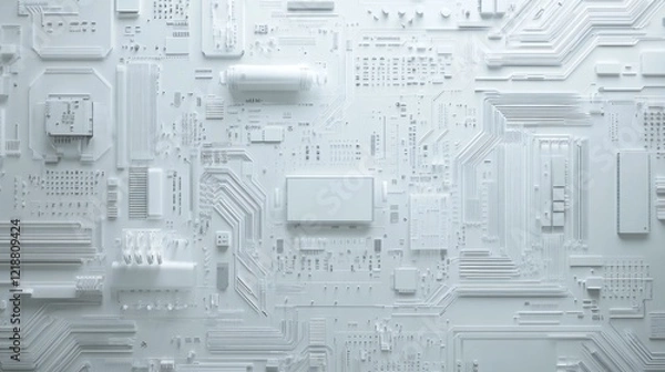 Obraz Abstract White Circuit Board: A Technological Marvel