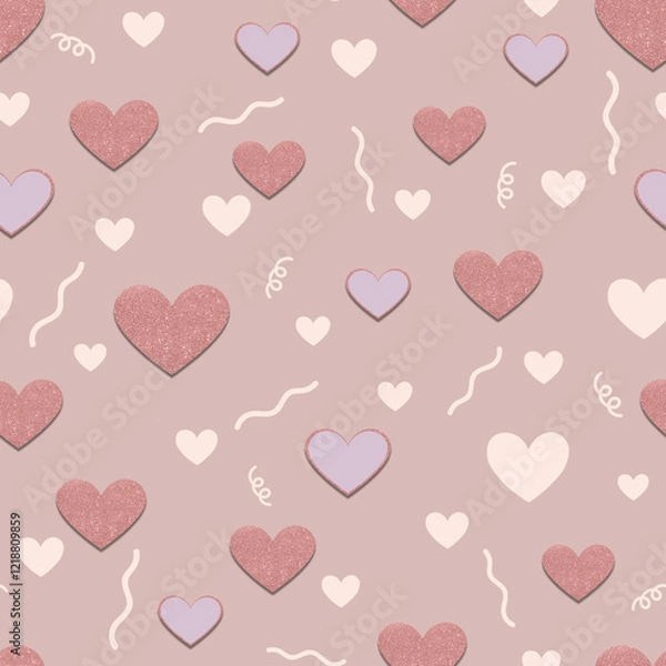 Obraz Minimalist Glittering Heart Bliss Seamless Pattern