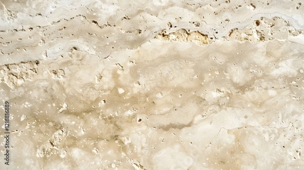 Fototapeta Beige travertine stone background texture, generative ai