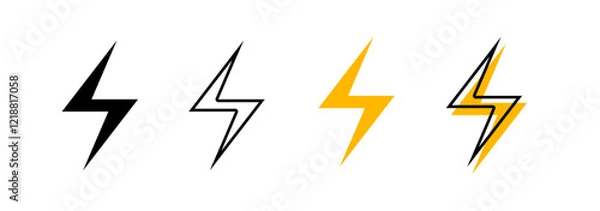 Obraz Set Thunder icon flash electric Charge, Bolt, simple Design, vector illustration