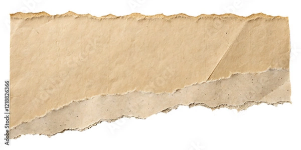 Fototapeta Torn Cardboard Piece: A textured, irregular piece of brown cardboard with rough, torn edges, perfect for adding a rustic or grunge feel to your design projects.  