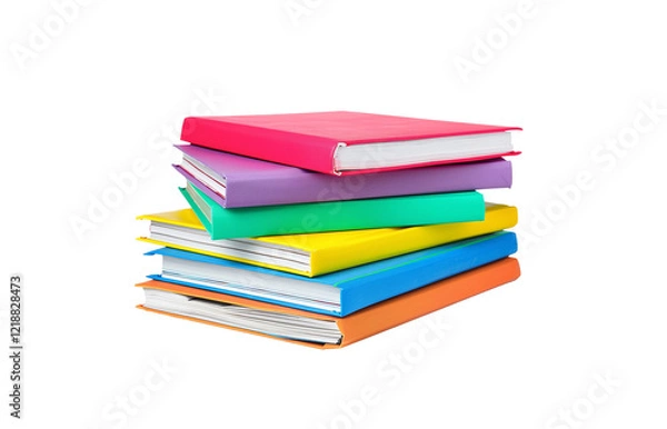 Obraz Stack of books and magazines with colored hardcover on transparent background. Clip art png for postcards, stickers and handmade about studying, knowledge day, institute and brain development
