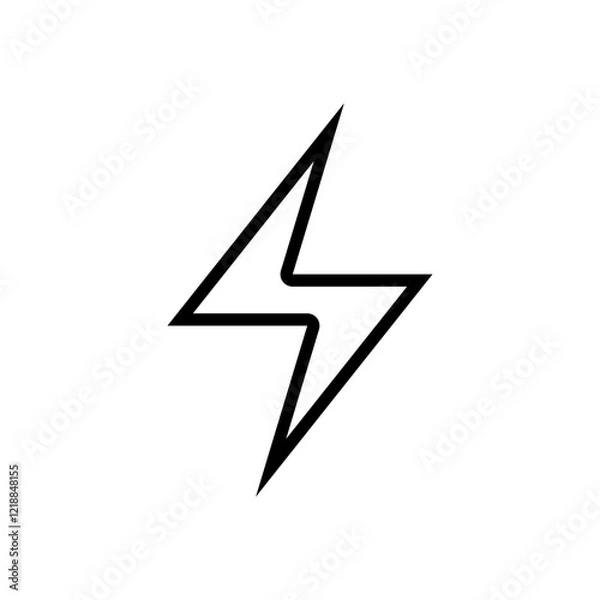 Fototapeta Thunder icon Stroke Outline flash electric Charge, Bolt, simple Design, Isolate background