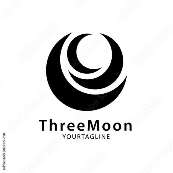 Fototapeta Three crescent moon logo with a simple and unique style, suitable for your e-sports logo, clothes, brand