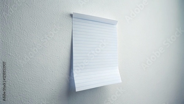 Fototapeta Blank Note Paper on White Wall High Depth of Field AI Photo