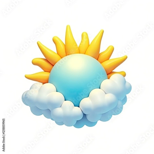 Fototapeta An isometric depiction of sunshine and clouds icon 