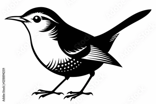 Obraz wren bird line art silhouette vector illustration