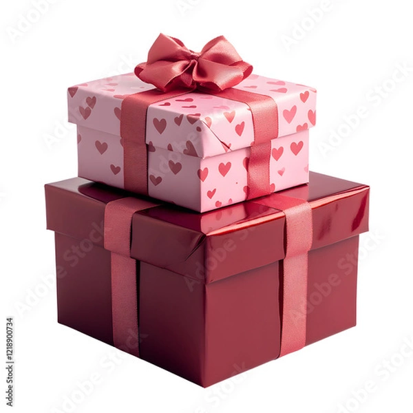 Fototapeta Valentine’s Day Gift Boxes with Heart Patterns