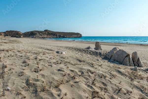Obraz Mediterranean seacoast at the Patara beach on a sunny day with blue sea Antalya region, Turkey.