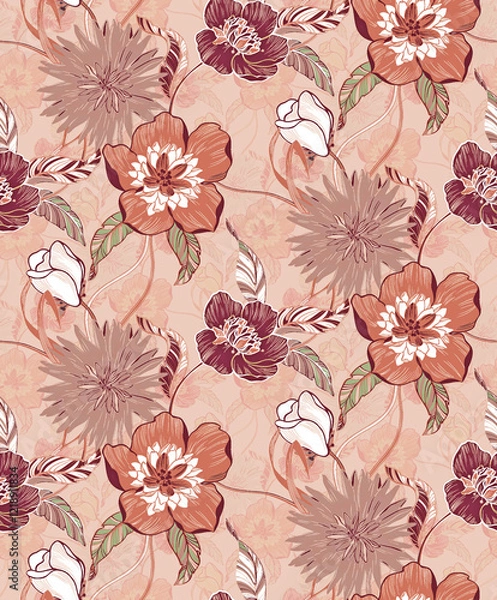 Fototapeta Seamless floral pattern
