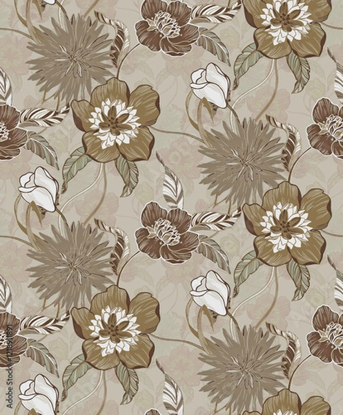 Fototapeta Seamless floral pattern