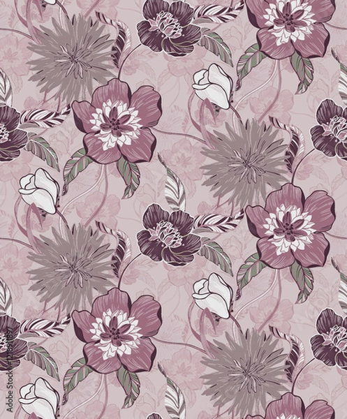 Fototapeta Seamless floral pattern
