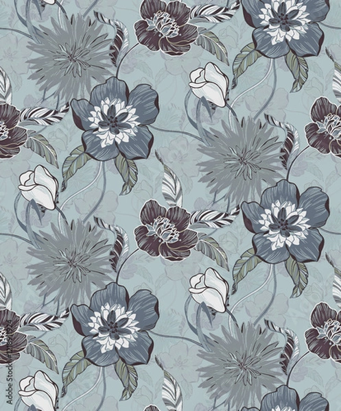 Fototapeta Seamless floral pattern