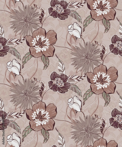 Fototapeta Seamless floral pattern