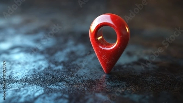 Fototapeta Minimalist red location pin on textured surface macro photography artistic environment captivating view