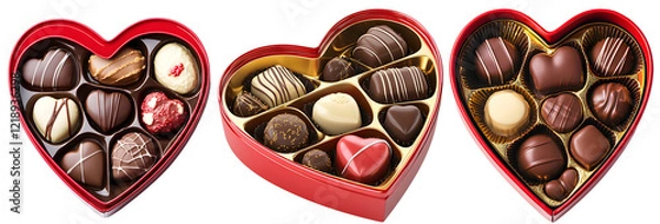 Fototapeta Heart-shaped Red Chocolate Box Without Background