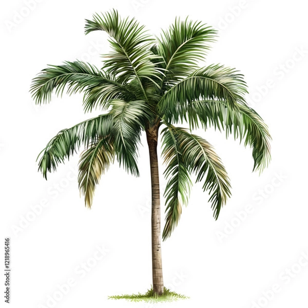 Fototapeta Palm tree, cutout, detailed cutout of palm tree, palm tree, graphic cutout, palm tree cutout design, realistic cutout of palm tree, on a transparent backgrounds