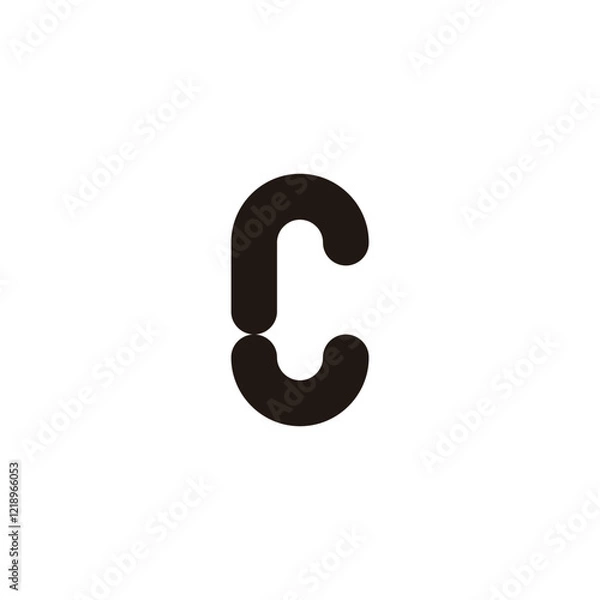 Fototapeta Letter rc curve geometric symbol simple logo vector