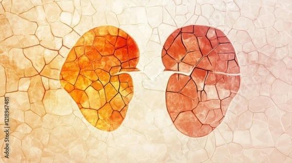 Fototapeta Healthy versus unhealthy liver tissue comparison, showcasing the impact of lifestyle choices and medical conditions on organ health and wellness.