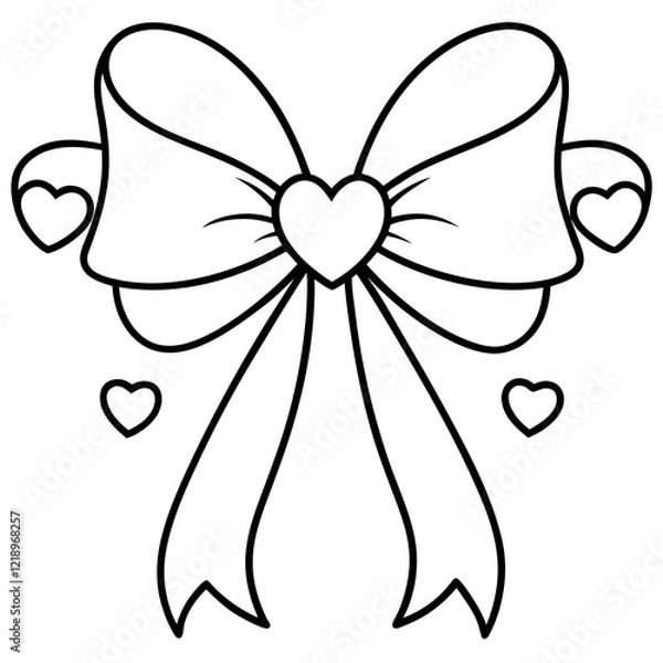 Fototapeta Bow with hearts Line Art