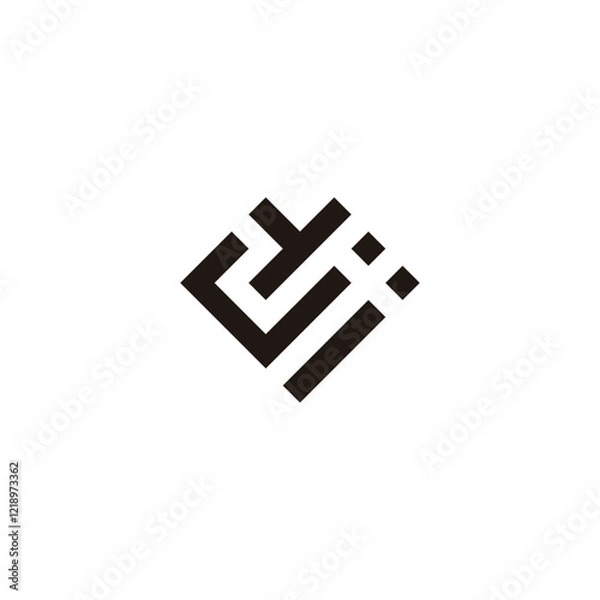 Fototapeta Letter y, j and i heart, square geometric symbol simple logo vector