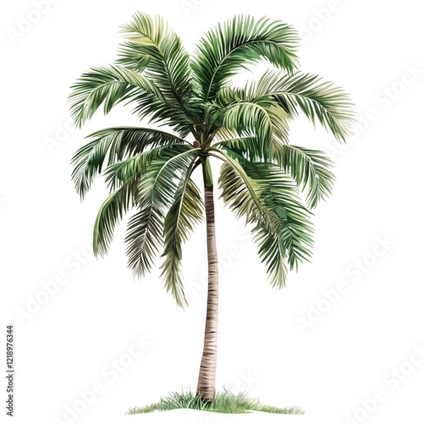 Fototapeta Palm tree, cutout, detailed cutout of palm tree, palm tree, graphic cutout, palm tree cutout design, realistic cutout of palm tree, on a transparent backgrounds