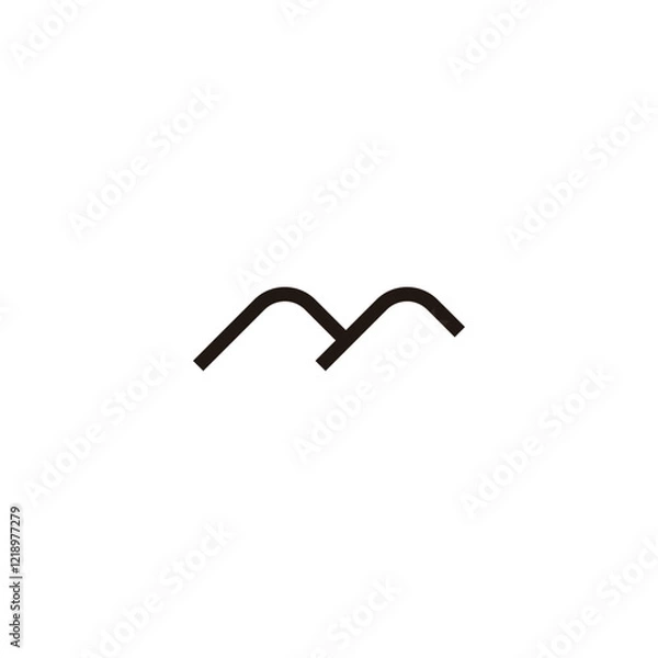 Fototapeta Letter m mountain geometric symbol simple logo vector