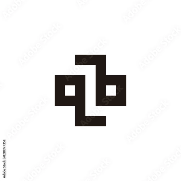 Fototapeta Letter qb plus, square, health geometric symbol simple logo vector