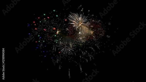 Fototapeta Night fireworks display, colorful bursts against dark sky