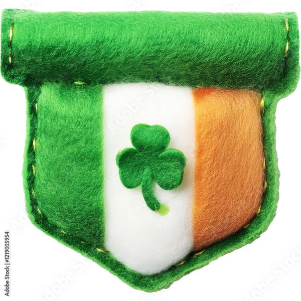 Obraz Felt Irish flag with shamrock banner St Patrick's Day theme isolated