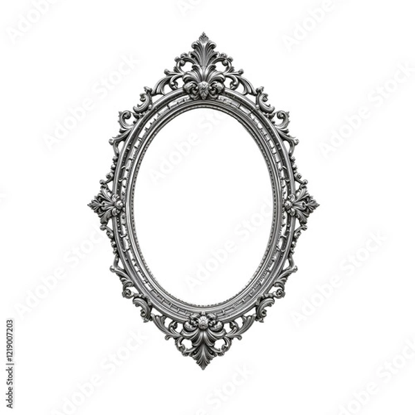 Obraz Elegant silver oval frame with ornate