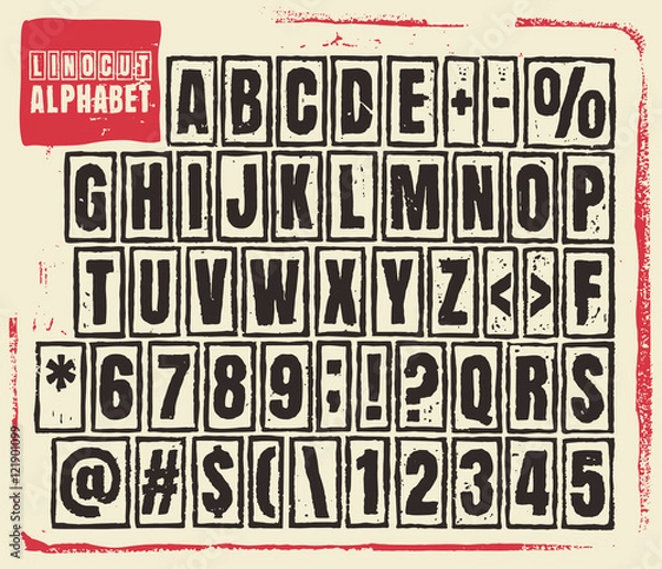 Obraz Engraved alphabet set illustration.