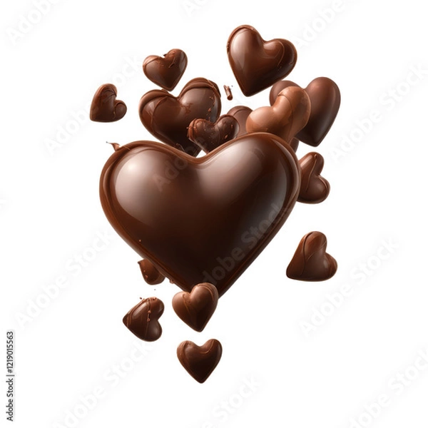 Fototapeta heart shaped Chocolate floating in the air on a transparent background