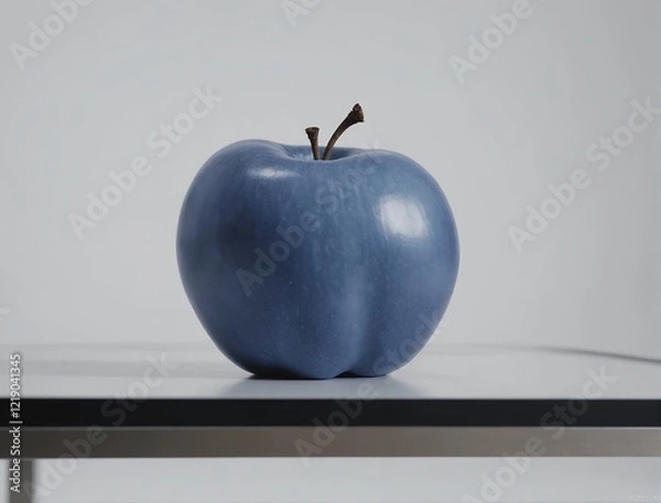 Fototapeta Maçã azul sobre uma mesa. Blue apple on a table