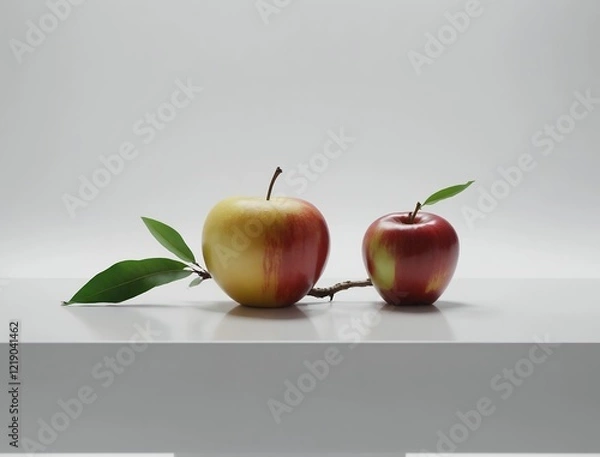 Fototapeta Mação madura vermelha e amarela, Golden and shiny apple