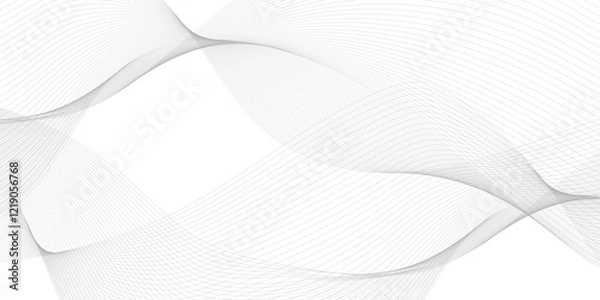 Fototapeta Abstract Gray wavy business and banner curve line background. Digital future technology concept. Line art striped graphic template, banner background. Vector illustration.