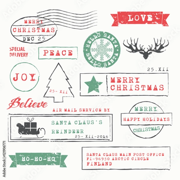 Fototapeta Christmas Stamps Collection