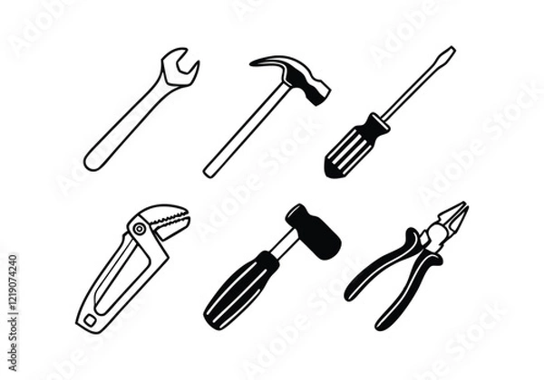 Fototapeta Toolbox Icons Set - Professional Tools and Equipment Vector Illustrations